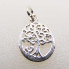 Bead World Oval Tree Of Life Sterling Silver Pendant 11x12mm