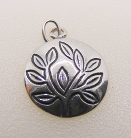 Bead World Engraved Tree Branch Sterling Silver Pendant 14mm