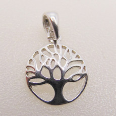 Bead World Curved Tree Of Life Sterling Silver Pendant 11mm