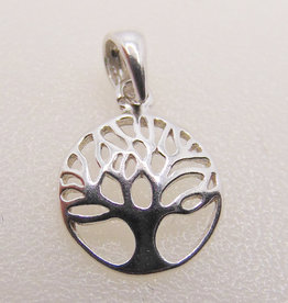 Bead World Curved Tree Of Life Sterling Silver Pendant 11mm