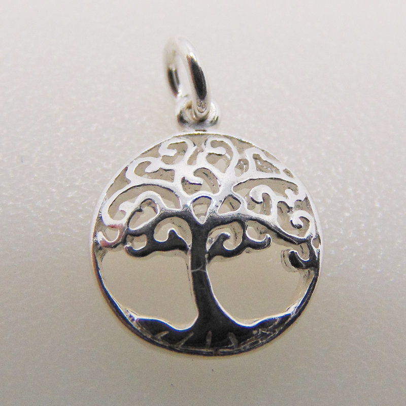 Bead World Curved Twisted Tree Of Life Sterling Silver Pendant 12mm