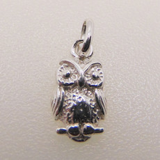 Bead World Owl on Branch Sterling Silver Pendant 7x12mm