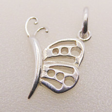 Bead World Half Butterfly Sterling Silver Pendant 10x18mm