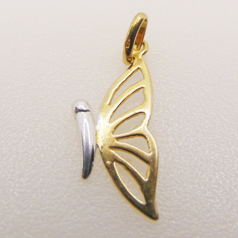 Bead World Gold and Silver Butterfly Sterling Silver Pendant 9x10mm