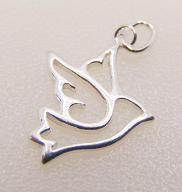 Bead World Hollow Peace Dove Sterling Silver Pendant 13x15mm
