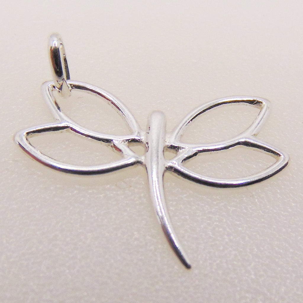 Bead World Hollow Dragonfly Sterling Silver Pendant 25x20mm