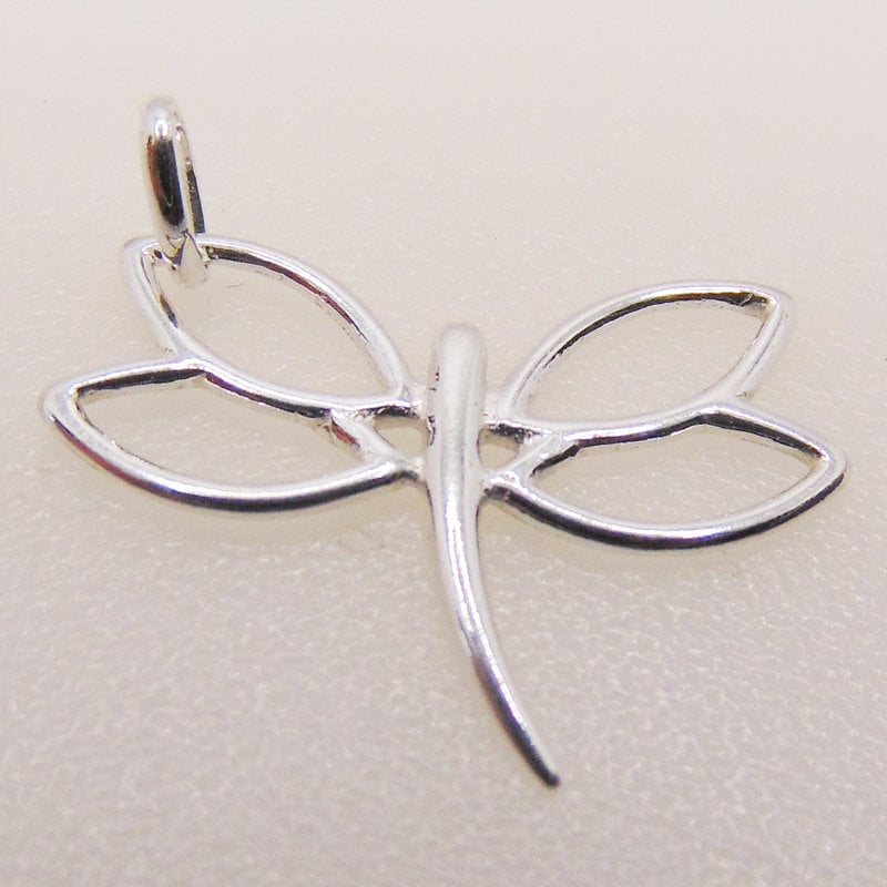 Bead World Hollow Dragonfly Sterling Silver Pendant 25x20mm