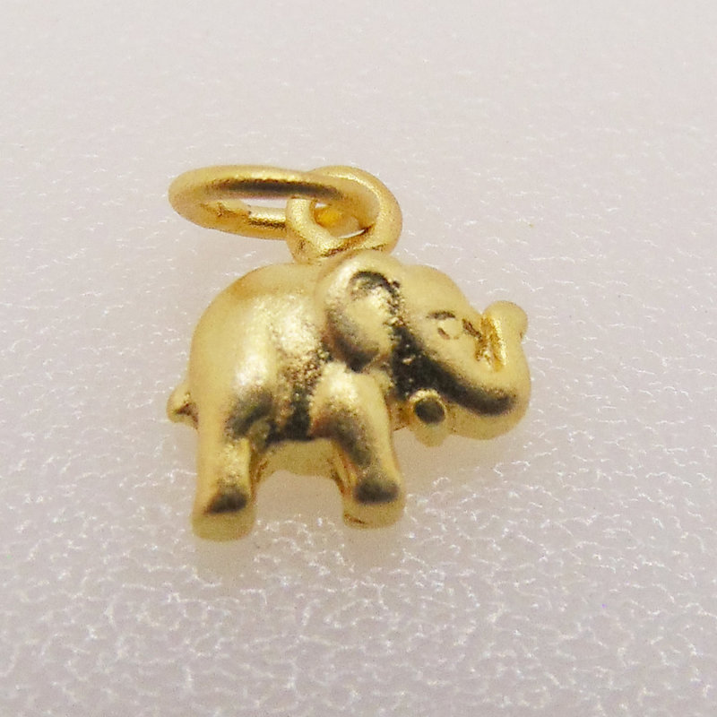 Bead World Gold Elephant Sterling Silver Pendant 7x8mm