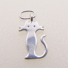 Bead World Flat Cat Sterling Silver Pendant 8x11mm