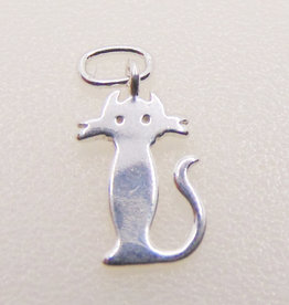 Bead World Flat Cat Sterling Silver Pendant 8x11mm