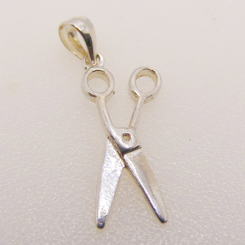 Scissors Sterling Silver Pendant 9x18mm