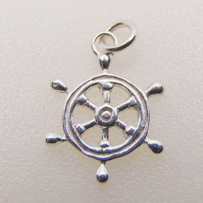 Bead World Ship Steering Wheel Sterling Silver Pendant 14mm