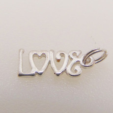 Bead World Word Love w/ Heart Sterling Silver Pendant 12x6mm
