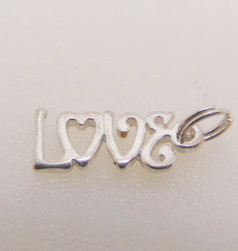 Bead World Word Love w/ Heart Sterling Silver Pendant 12x6mm