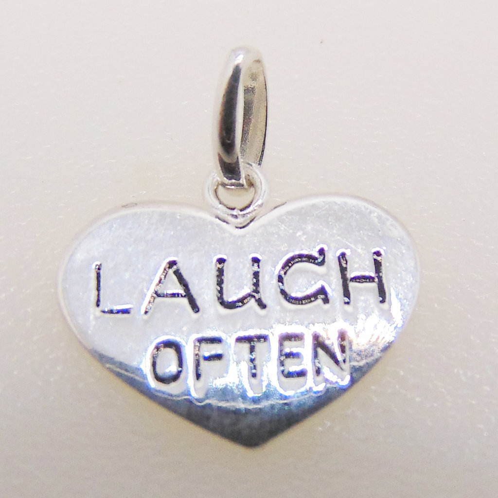 Bead World Heart Laugh Often Sterling Silver Pendant 15x10mm