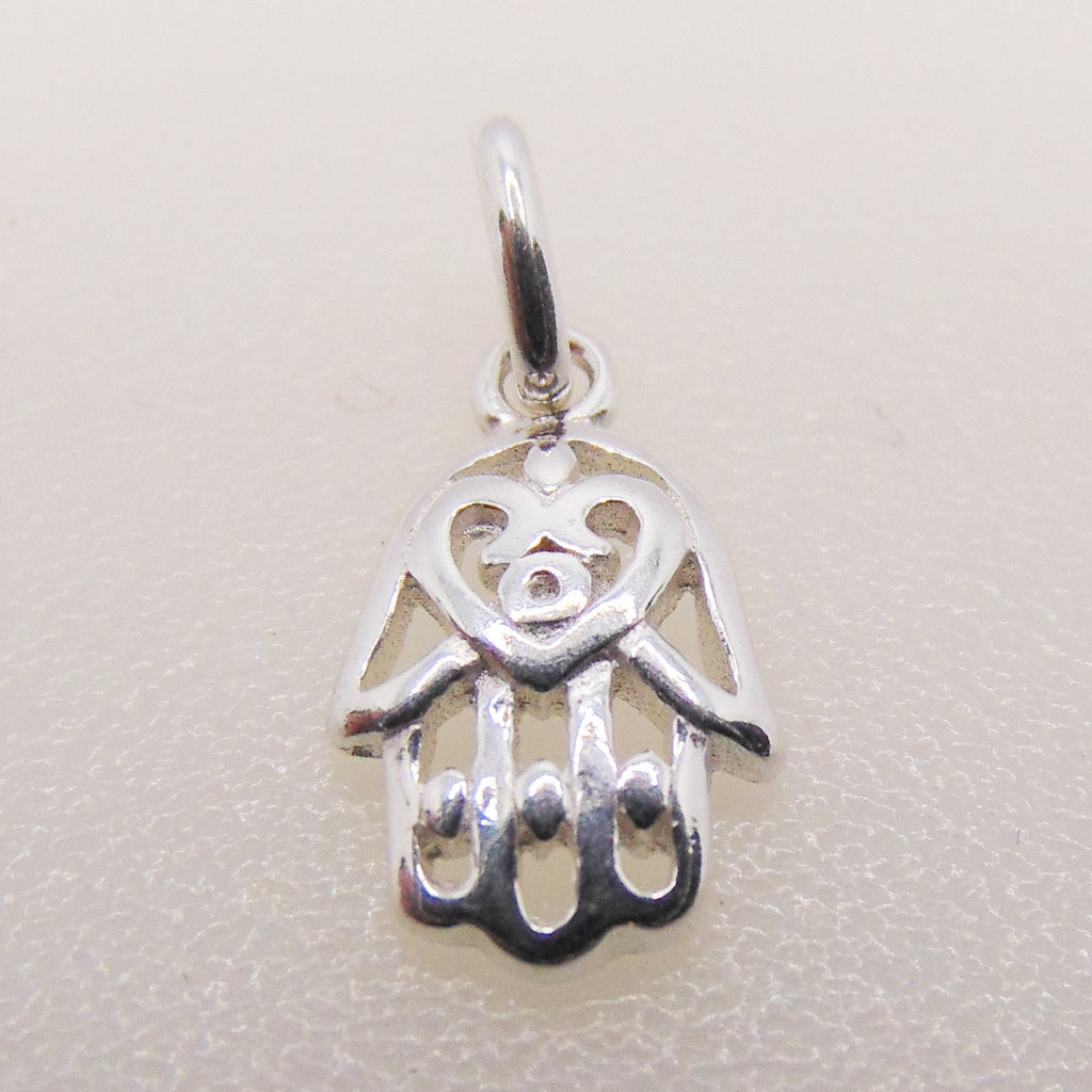 Bead World Hamsa Hand Sterling Silver Pendant 9x12mm