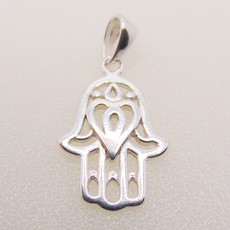 Bead World Flat Hamsa Hand Sterling Silver Pendant 12x16mm