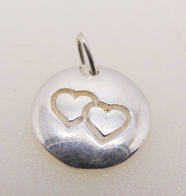 Bamiyan Engraved Double Heart Sterling Silver Pendant 12mm