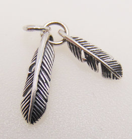 Bamiyan Double Feather Sterling Silver Pendant 4x17mm & 5x21mm