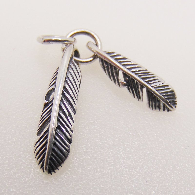 Bamiyan Double Feather Sterling Silver Pendant 4x17mm & 5x21mm
