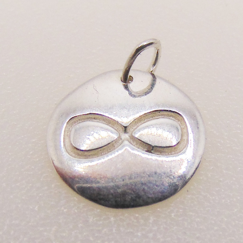 Engraved Infinity Sterling Silver Pendant 12mm