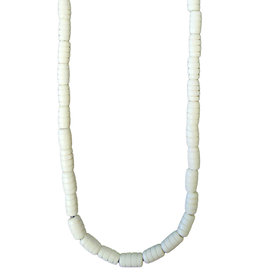 White Textured Tube Bone Beads 16" Strand 7x12mm