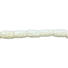 White Petal Tube Bone beads 16" Strand 7x12mm