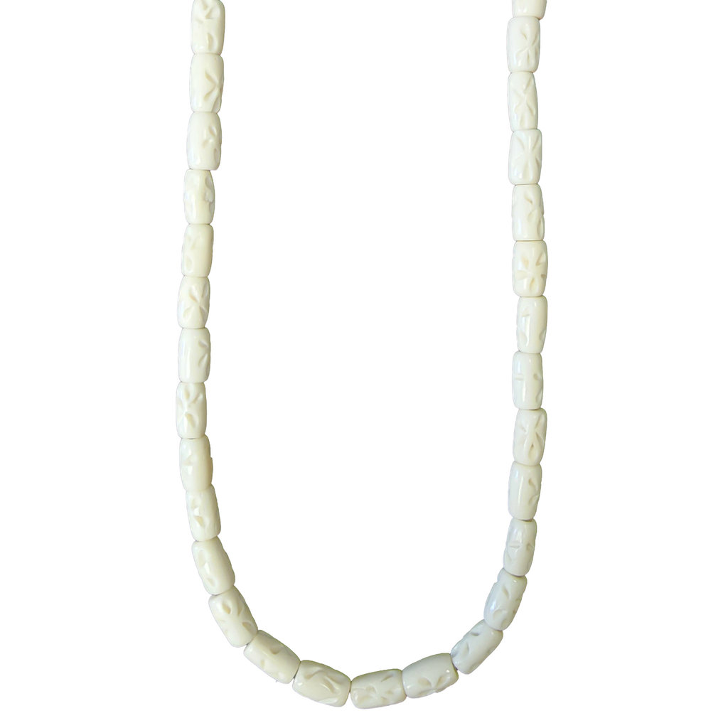 White Petal Tube Bone beads 16" Strand 7x12mm