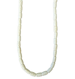 White Petal Tube Bone beads 16" Strand 7x12mm