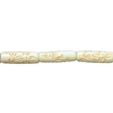 Ivory Flower Tube Bone Beads 16" Strand 8x24mm