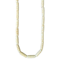 Ivory Line and Leaf Tube Bone Beads 16" Strand 8x24mm