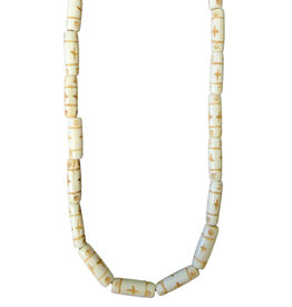 Ivory Cross and Circle Tube Bone Beads 16" Strand 7x24mm