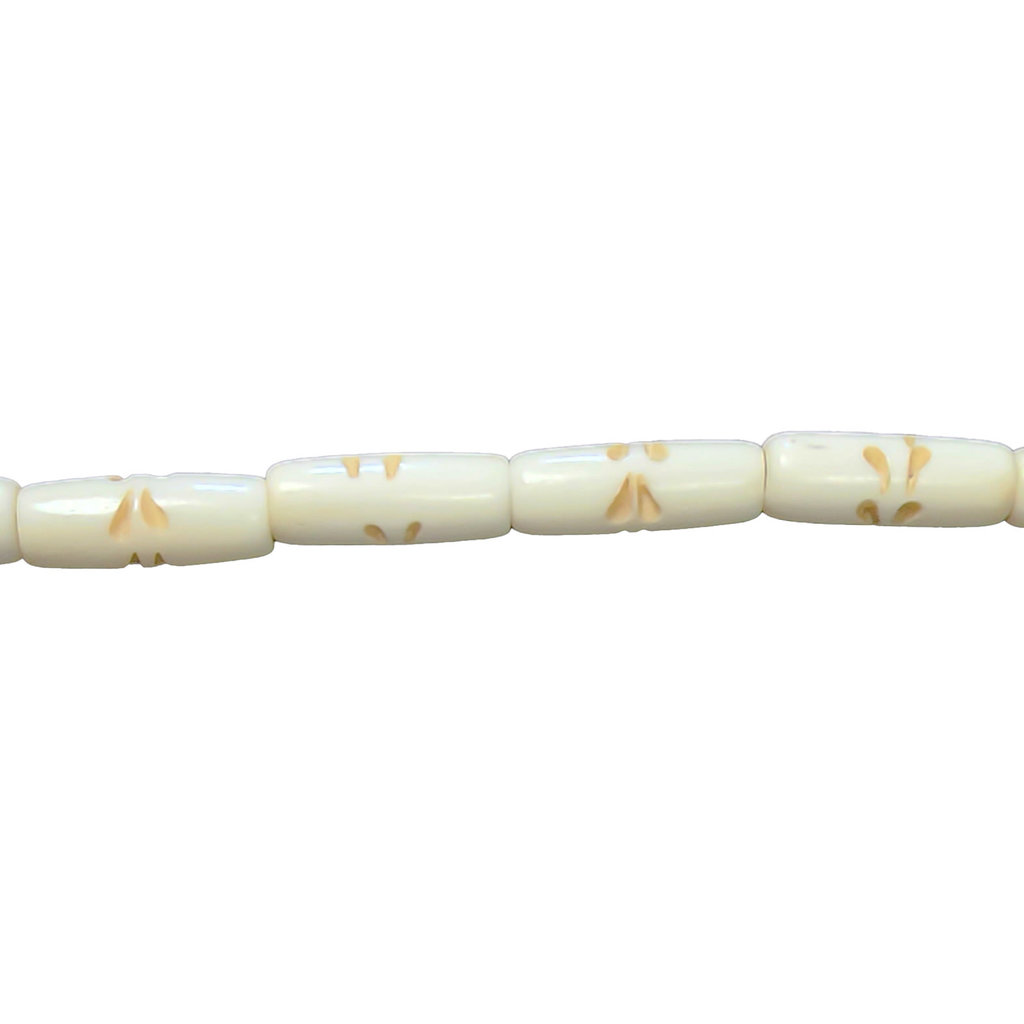 Ivory Sideway Petal Tube Bone Beads 16" Strand 8x24mm