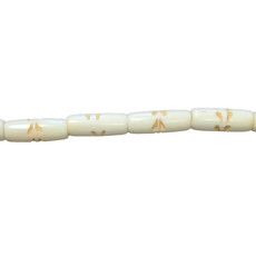 Ivory Sideway Petal Tube Bone Beads 16" Strand 8x24mm