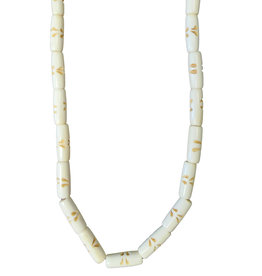 Ivory Sideway Petal Tube Bone Beads 16" Strand 8x24mm