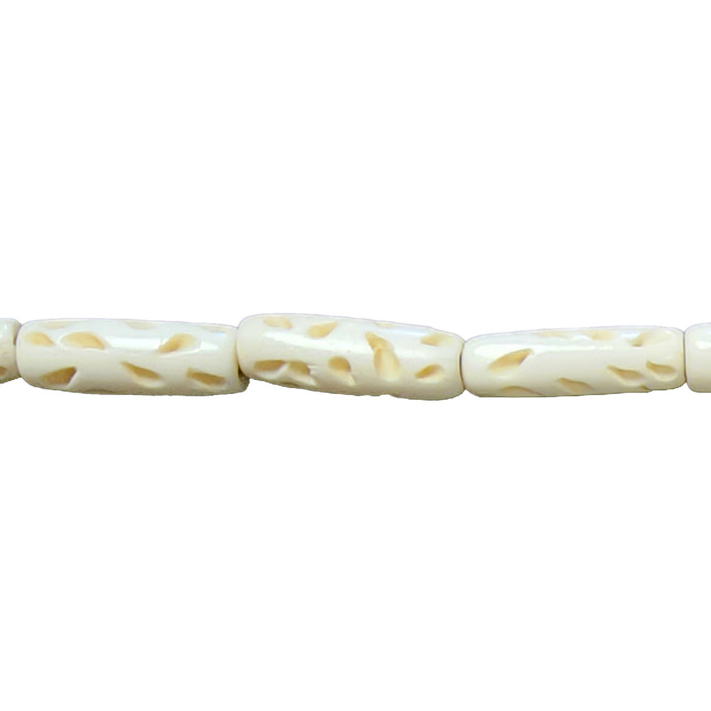 Ivory Loose Petal Tube Bone Beads 16" Strand 7x24mm