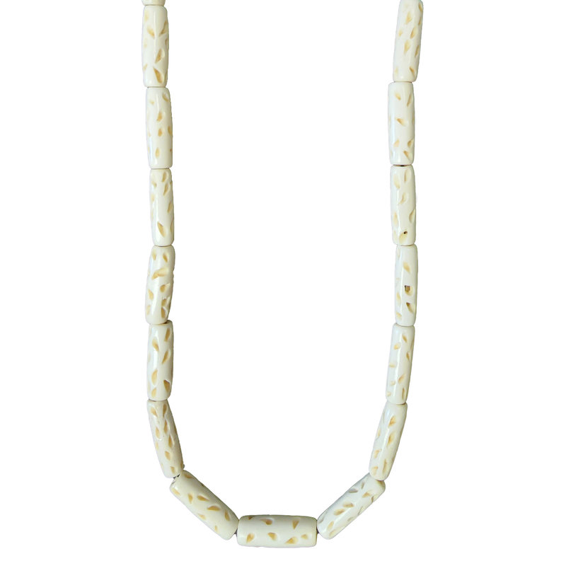 Ivory Loose Petal Tube Bone Beads 16" Strand 7x24mm