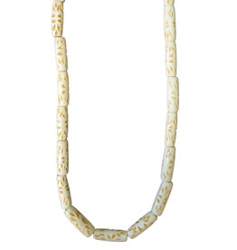 Ivory Petal Pattern Tube Bone Beads 16" Strand 7x24mm