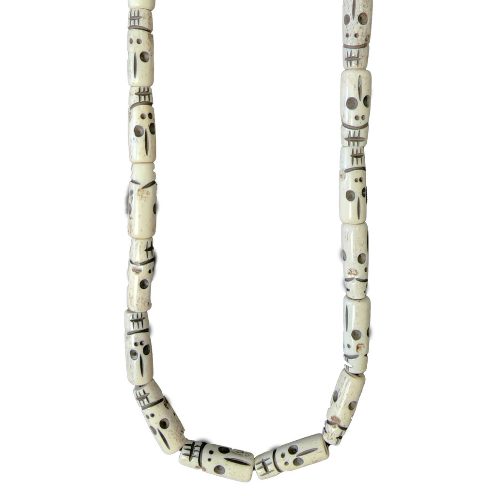 Ivory with Black Skull Tube Bone Beads 16" Strand 9x15mm