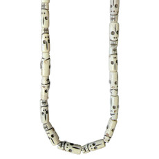 Ivory with Black Skull Tube Bone Beads 16" Strand 9x15mm