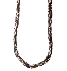 Brown with "S" Drawn Tube Bone Beads 16" Strand 7x15mm