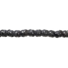 Black with Lines Hourglass Bone Beads 16" Strand 12x10mm