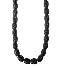 Black with Decorative Barrel Bone Beads 16" Strand 12x12mm