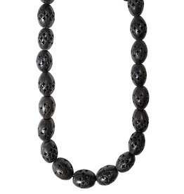 Black with Stars Ovoid Bone Beads 16" Strand 14x19mm