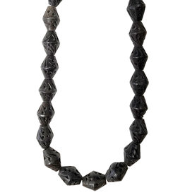 Black with Swirly Lines Bicone Bone Beads 16" Strand 15x20mm