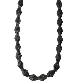 Black with Lines Bicone Bone Beads 16" Strand 11x17mm
