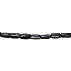 Black with White Straight Lines Tube Bone Beads 16" Strand 6x12mm