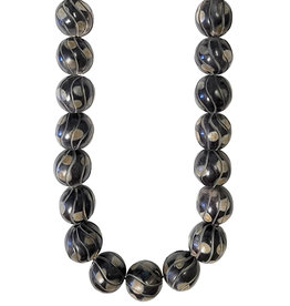 Dark Brown with Dots Round Horn Beads 16" Strand 20mm