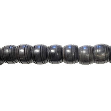 Black with Ring Carvings Barrel Horn Beads 16" Strand 22x17mm