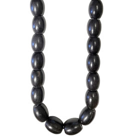 Black Barrel Shape Horn Beads 16" Strand 19x23mm